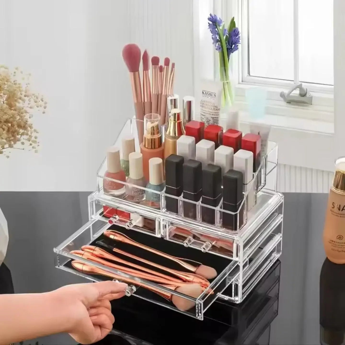 Acrylic Display for Cosmetics – Large Capacity Cosmetic Storage Box Home Decor Station