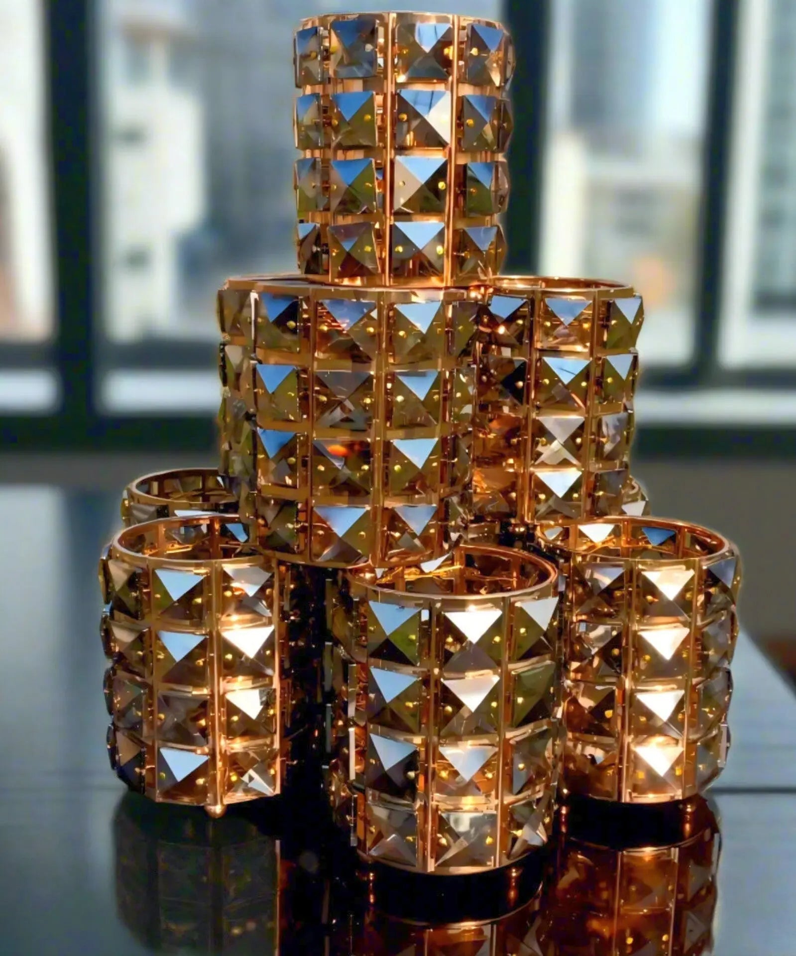 Premium Golden & Black Brush Holder Home Decor Station