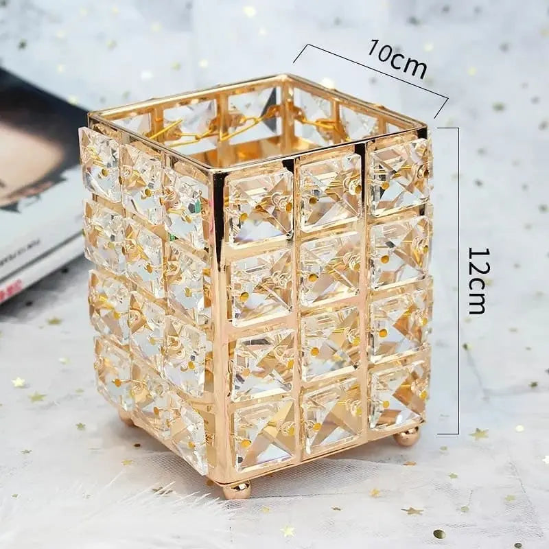 Crystal Brush Holder Square Home Decor Station