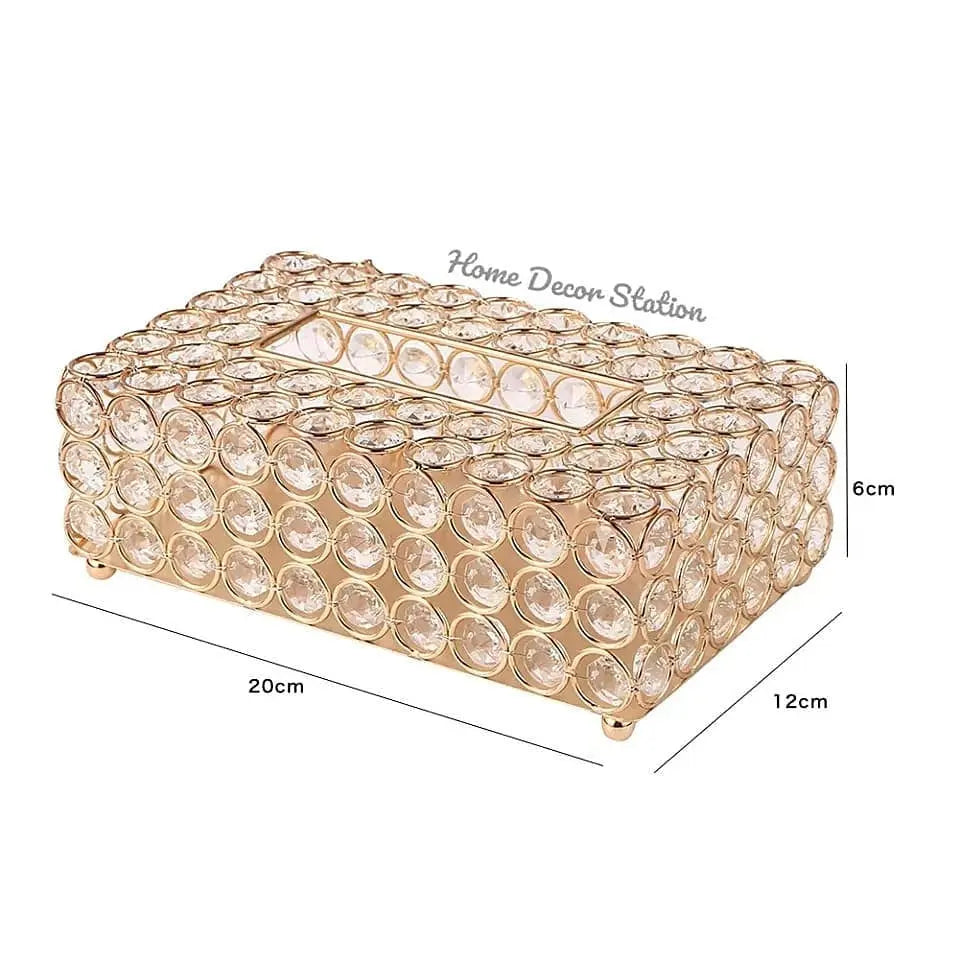 Strong Metal & Crystals Tissues Home Decor Station