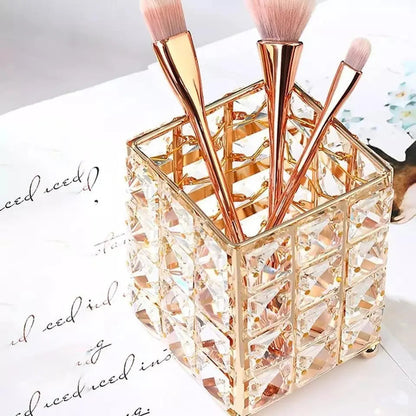Crystal Brush Holder Square Home Decor Station