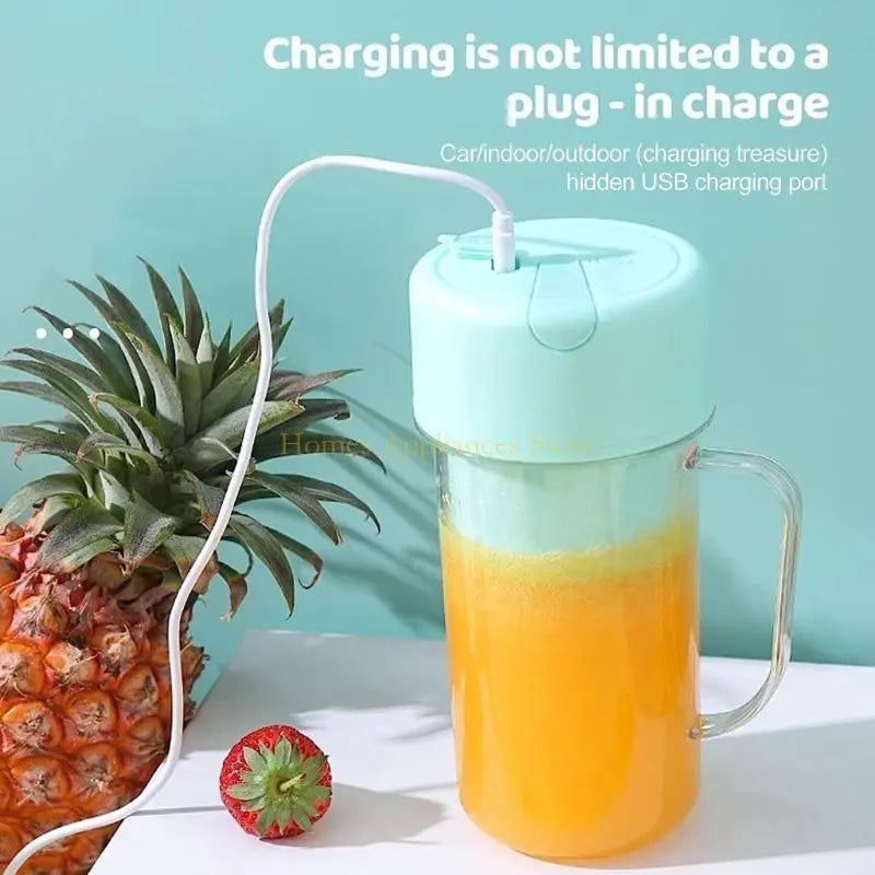 Rechargeable Fast Glass Juicer + Free Silicon Straw Home Decor Station