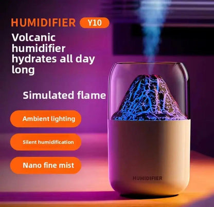 Volcano Humidifier + Night LED Lights Home Decor Station