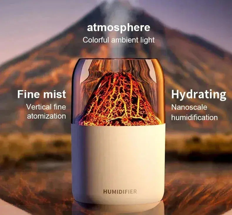 Volcano Humidifier + Night LED Lights Home Decor Station