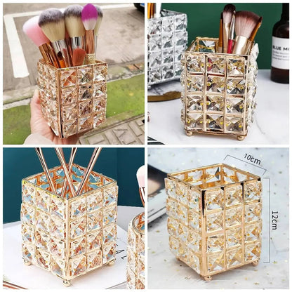 Crystal Brush Holder Square Home Decor Station