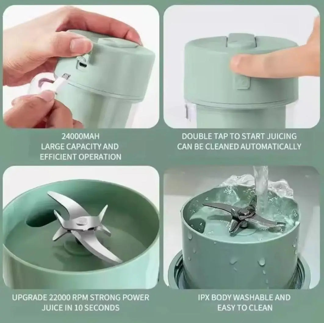 Rechargeable Fast Glass Juicer + Free Silicon Straw Home Decor Station