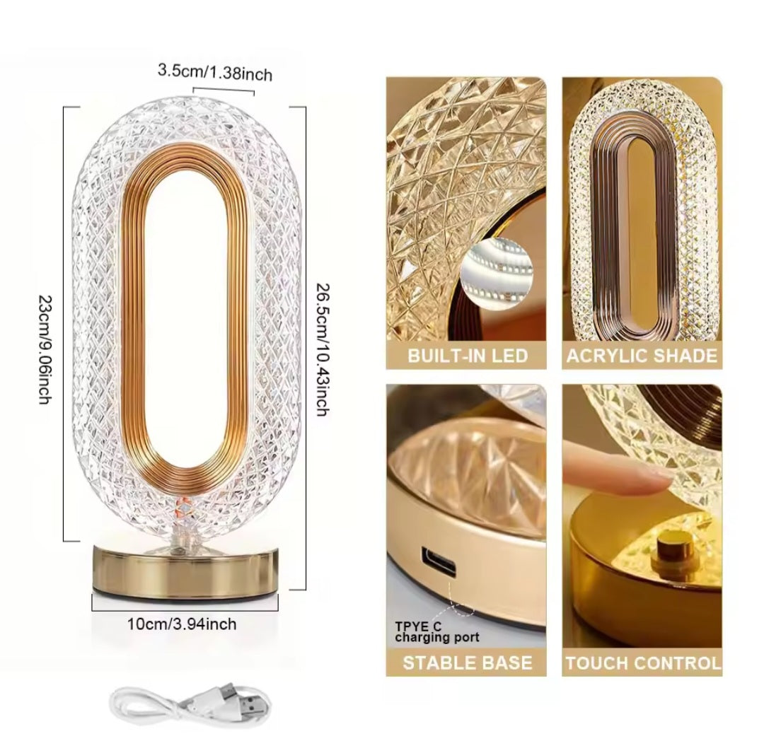Imported Crystal Touch Lamp, Rechargeable Luxury Lighting
